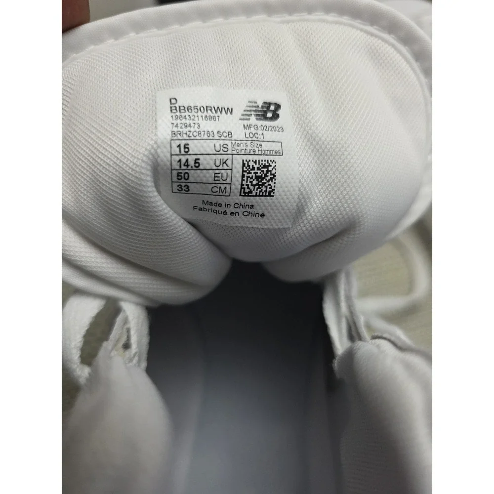 New Balance Mens 650‎ High Top Triple White Basketball CasualShoes BB650RWW 15M